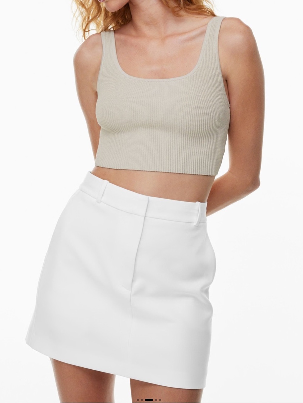 Aritzia Babaton Sculpt Knit Squareneck Cropped Tank Size Small Taupe